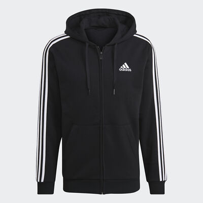 adidas Essentials Мужская флисовая толстовка с тремя полосками и молнией во всю длину