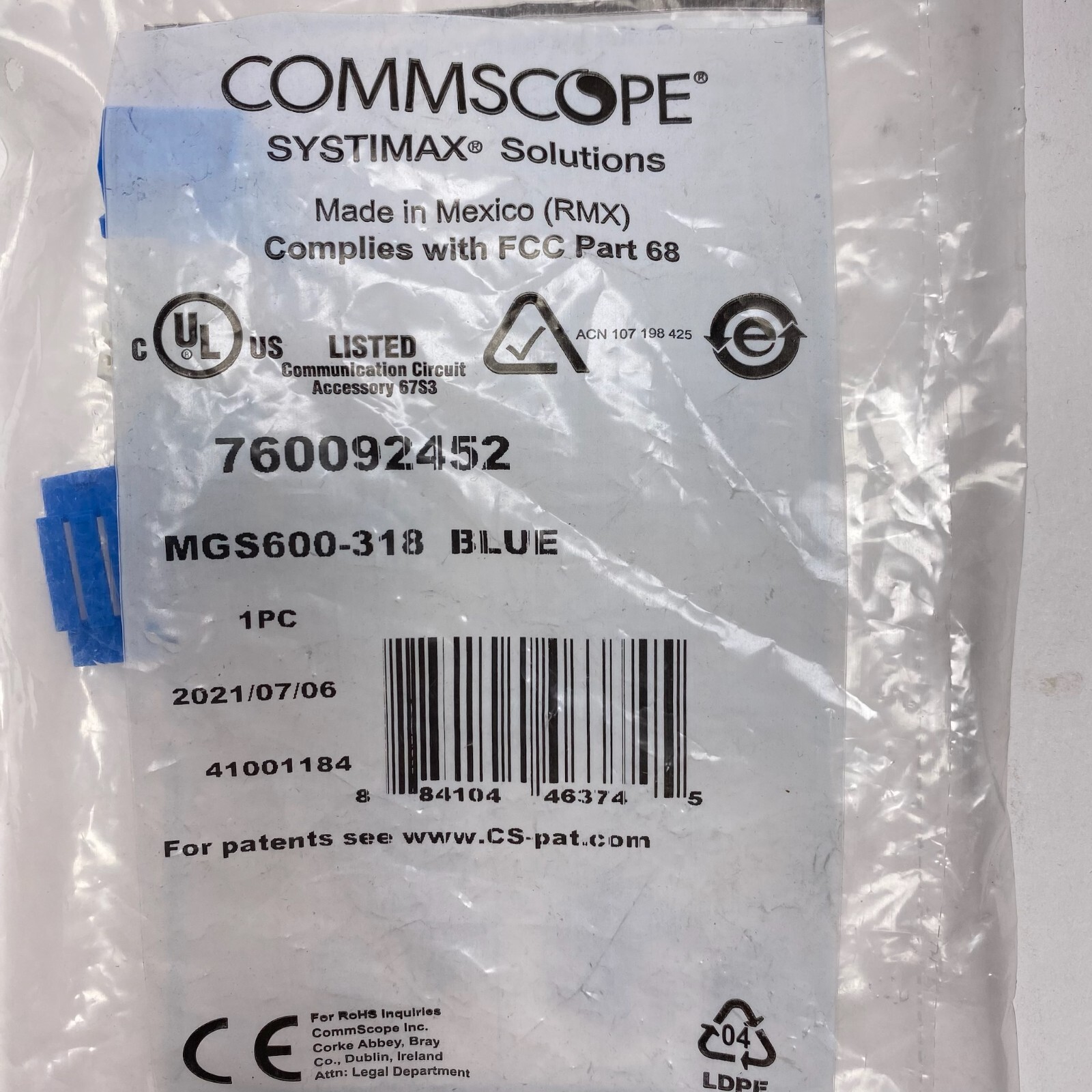 CommScope - Systimax - Lucent - 760092452 - MGS600-318 CommScope - Systimax - Lucent - 760092452 - MGS600-318