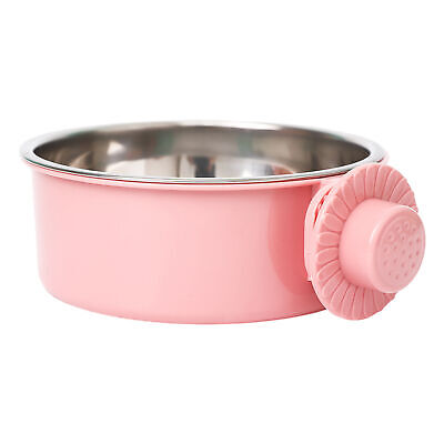 Pet Dog Cat Puppy Stainless Steel Hanging Food Water Bowl Feeder For Crate Cage