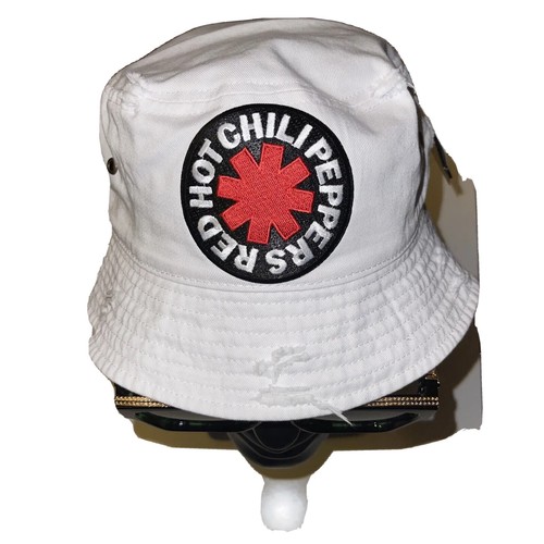 Red Hot Chili Peppers Band Patch White Distressed Bucket Hat