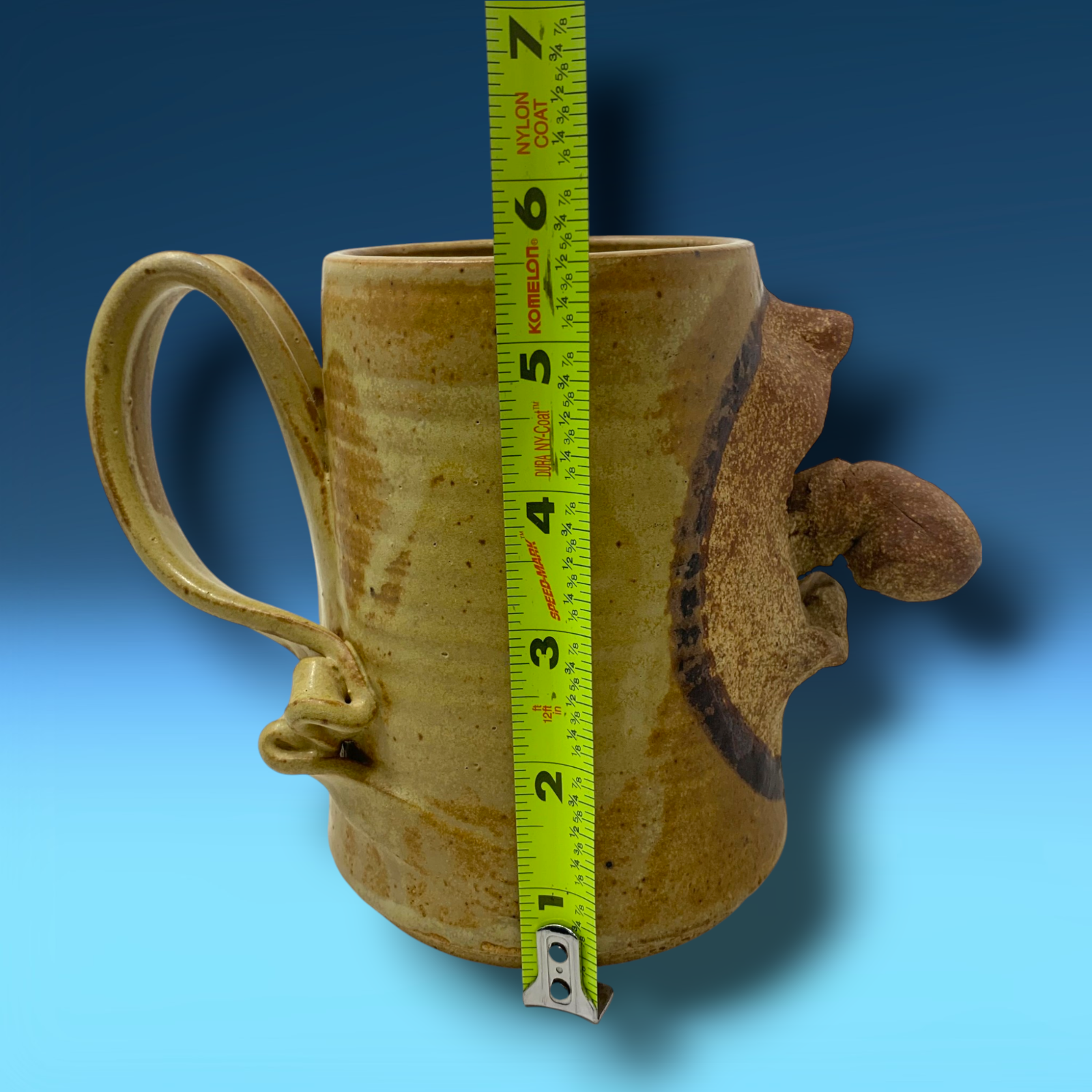 Vintage Artisan Studio Pottery Funny Face Worried Guy Big Nose Tankard Mug
