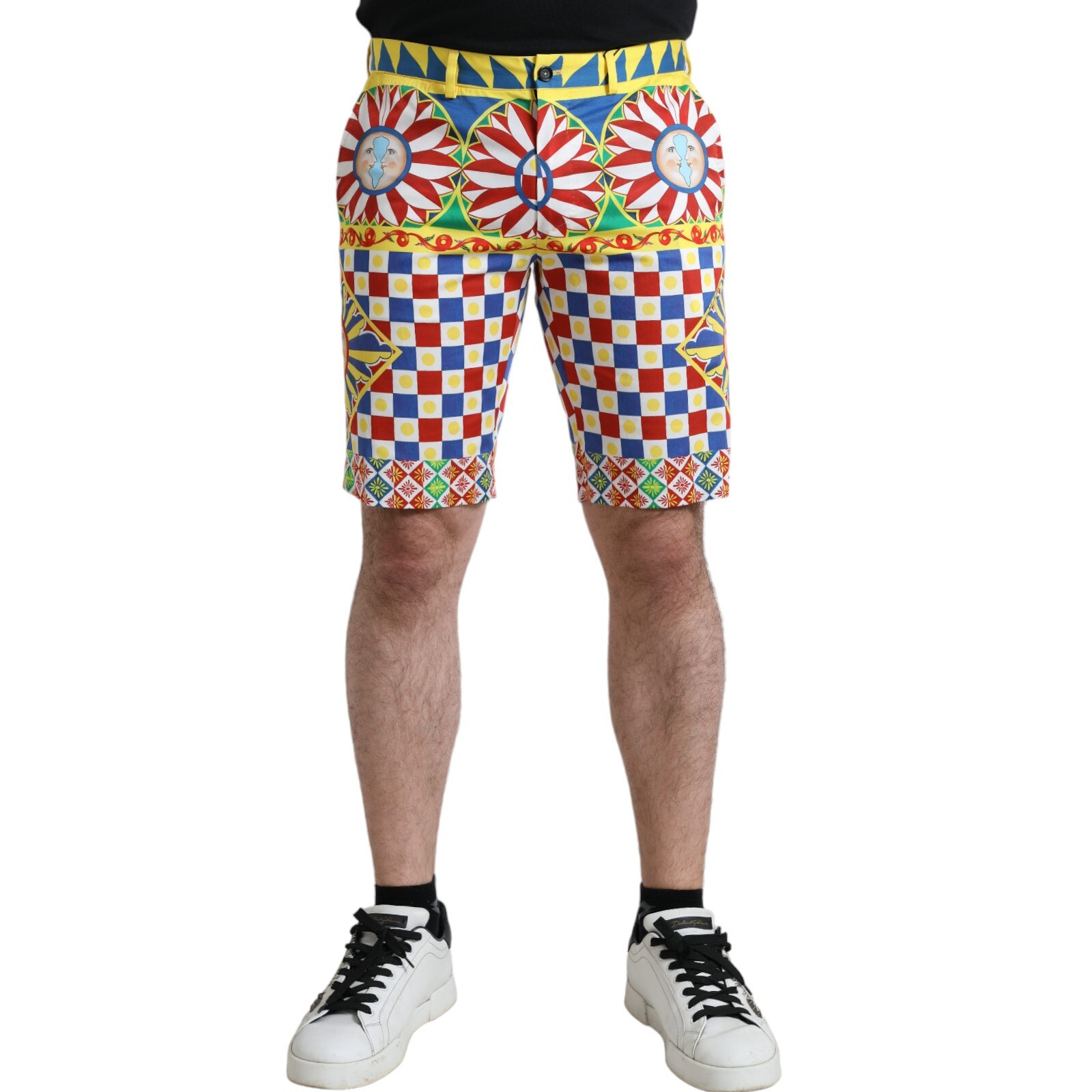 Pre-owned Dolce & Gabbana Shorts Multicolor Carretto Print Men Bermuda It50/w36/l 870usd