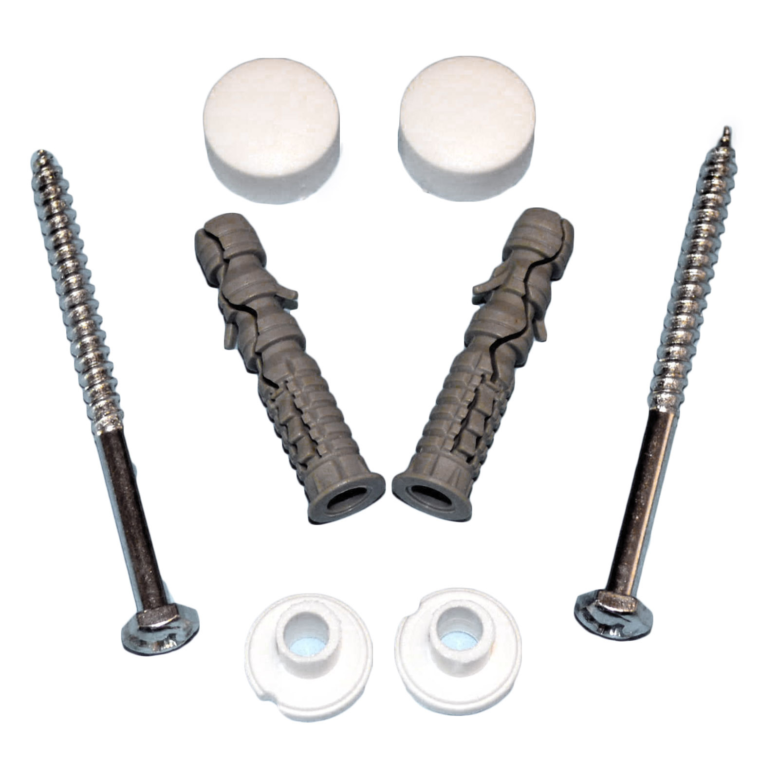 Toilet Pan Fixing Set Kit Screws Plugs Washers White Caps Screw Plug