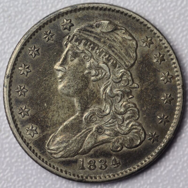 1834 Capped Bust Quarter AU Details 