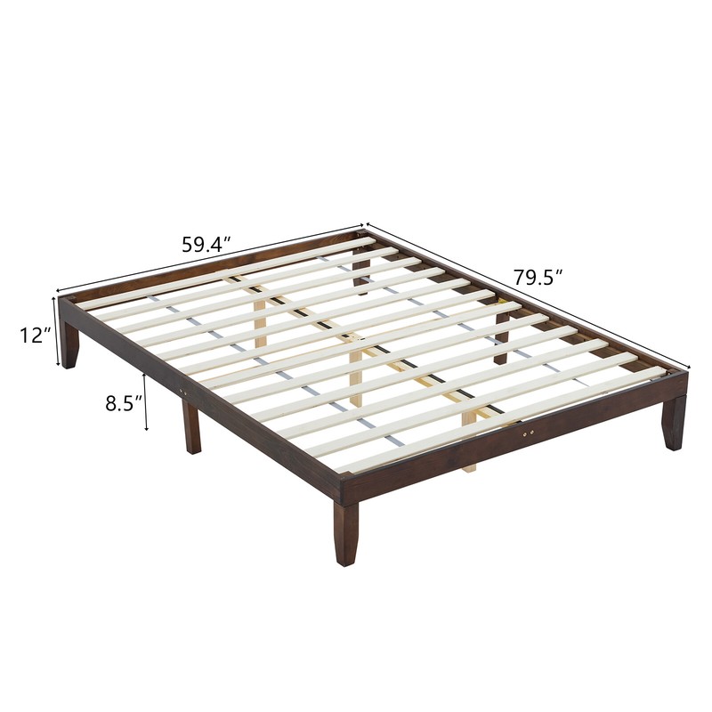 Queen Size Bed Frame Bedroom Platform Bed Frame w/Solid Wood