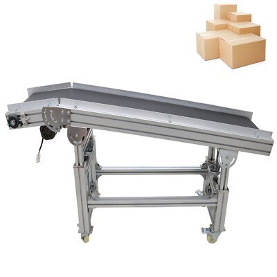 59''*11.8'' PVC Belt Inclined Conveyor Ramp Conveyor Hight & Speed Adjustable 110V