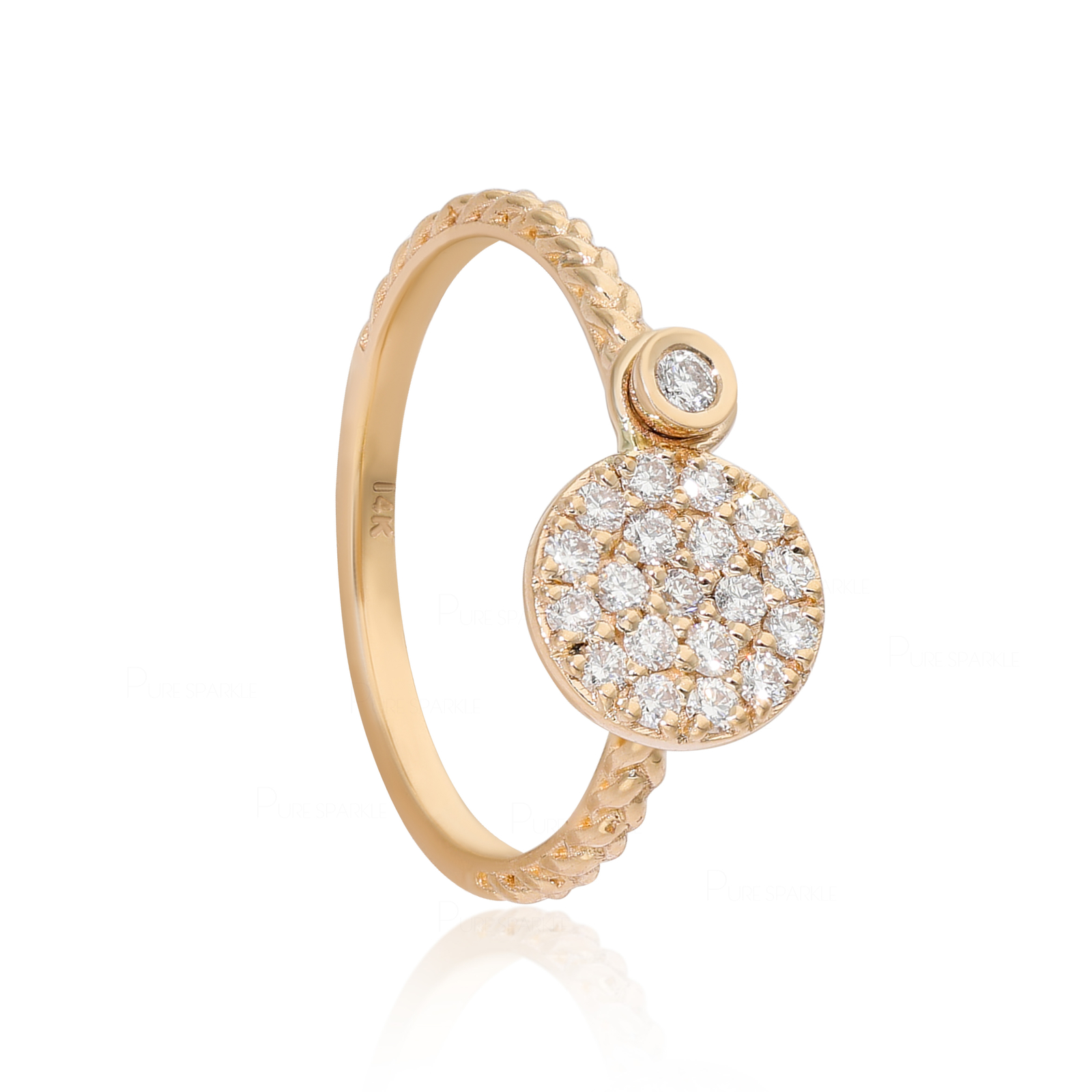 14K Gold 0.18 Ct. Lab-Created Diamond Disc Braided Ring-Merry Christmas Gift