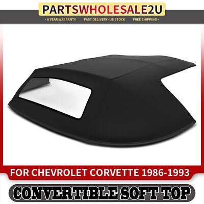 Convertible Soft Top w/ Plastic Window for Chevrolet Corvette 1986-1993 Black