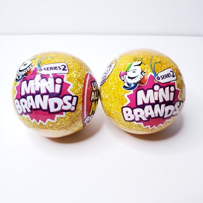 (x2) New Mini Brands Zuru 5 Five Surprise Toy GOLD BALLS Series 2 Sealed