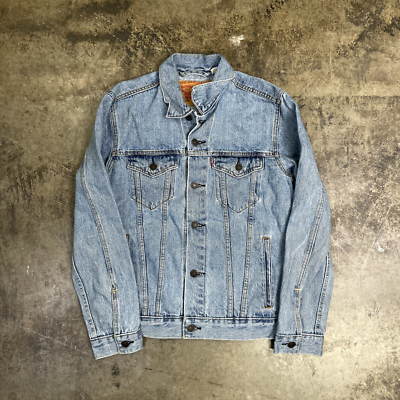 Levis Denim Jacket Jean Vintage Y2K Bomber Jacket, Blue, Mens