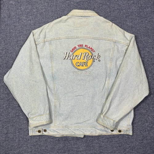 Vintage 90s Hard Rock Cafe Denim Jean Jacket Mens XL Trucker
