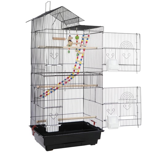 39-inch Roof Top Large Bird Cage Flight Parrot Cockatiel Parakeet Cage w/Toys
