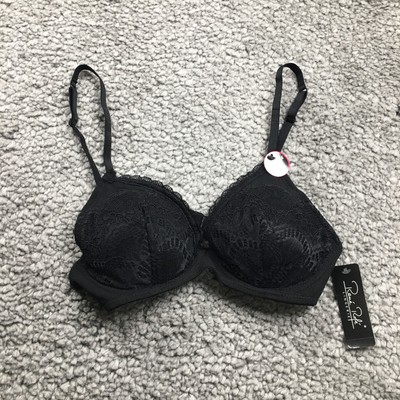 Rene Rofe Womens Bra Size 36B Black Lace-Trim Adjustable Strap Removable Pad NWT