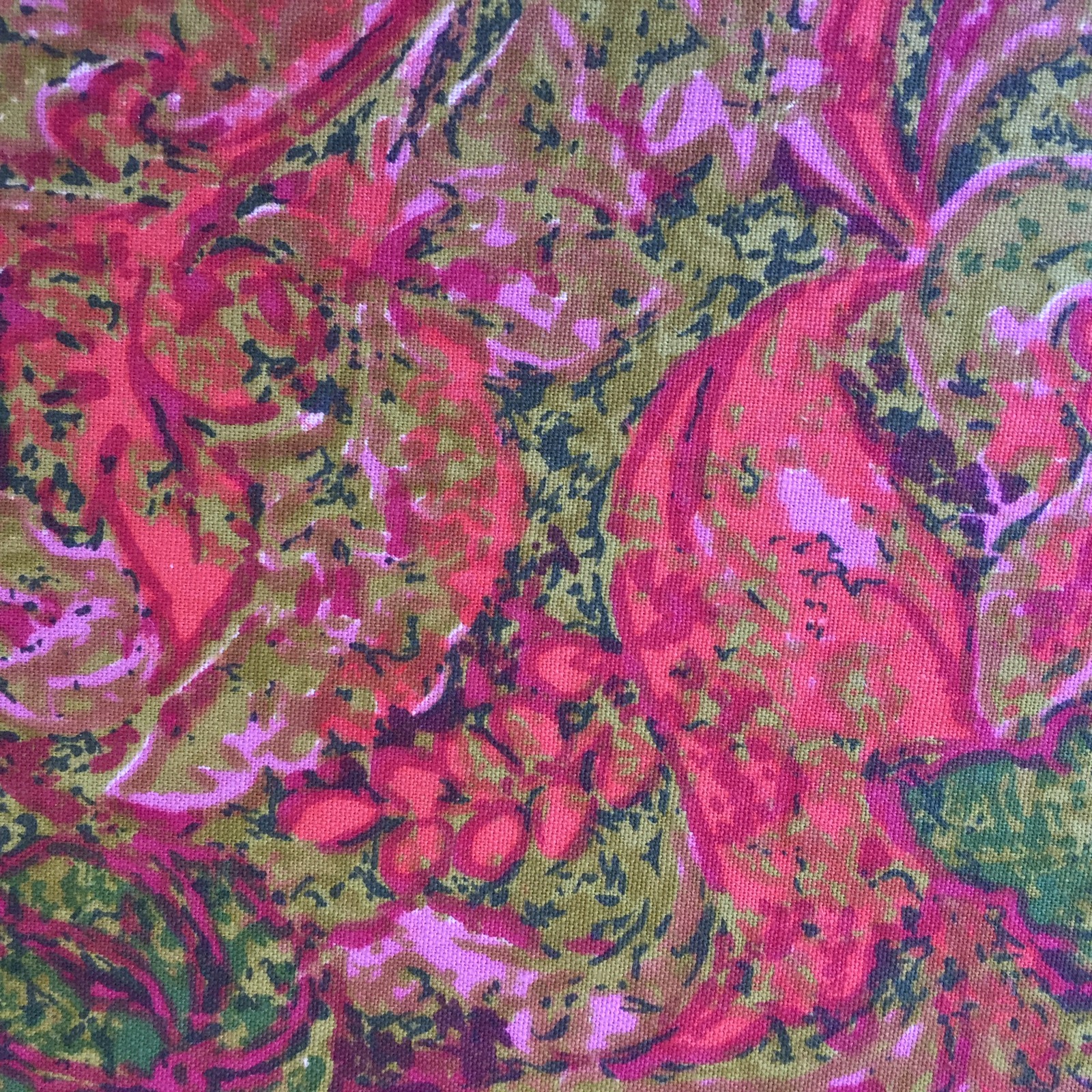 Original Design Hero OC Screen Print Fabric 3 yds Scotchguard Pink Green Floral