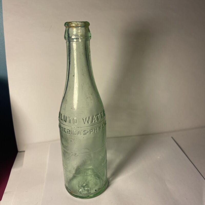 Vintage Glass Crown Top Bottle ‘Pluto Water’