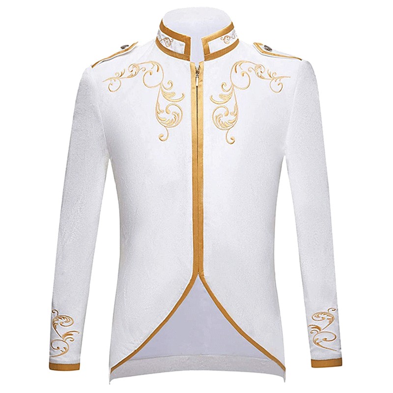 Mens Victorian Court Stylish Prince Uniform Embroidered Jacket Suit Costume