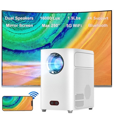 Mini Projector, Native 1080P Electric Focus Projector 1.9lbs, 16000Lux 250'' D...