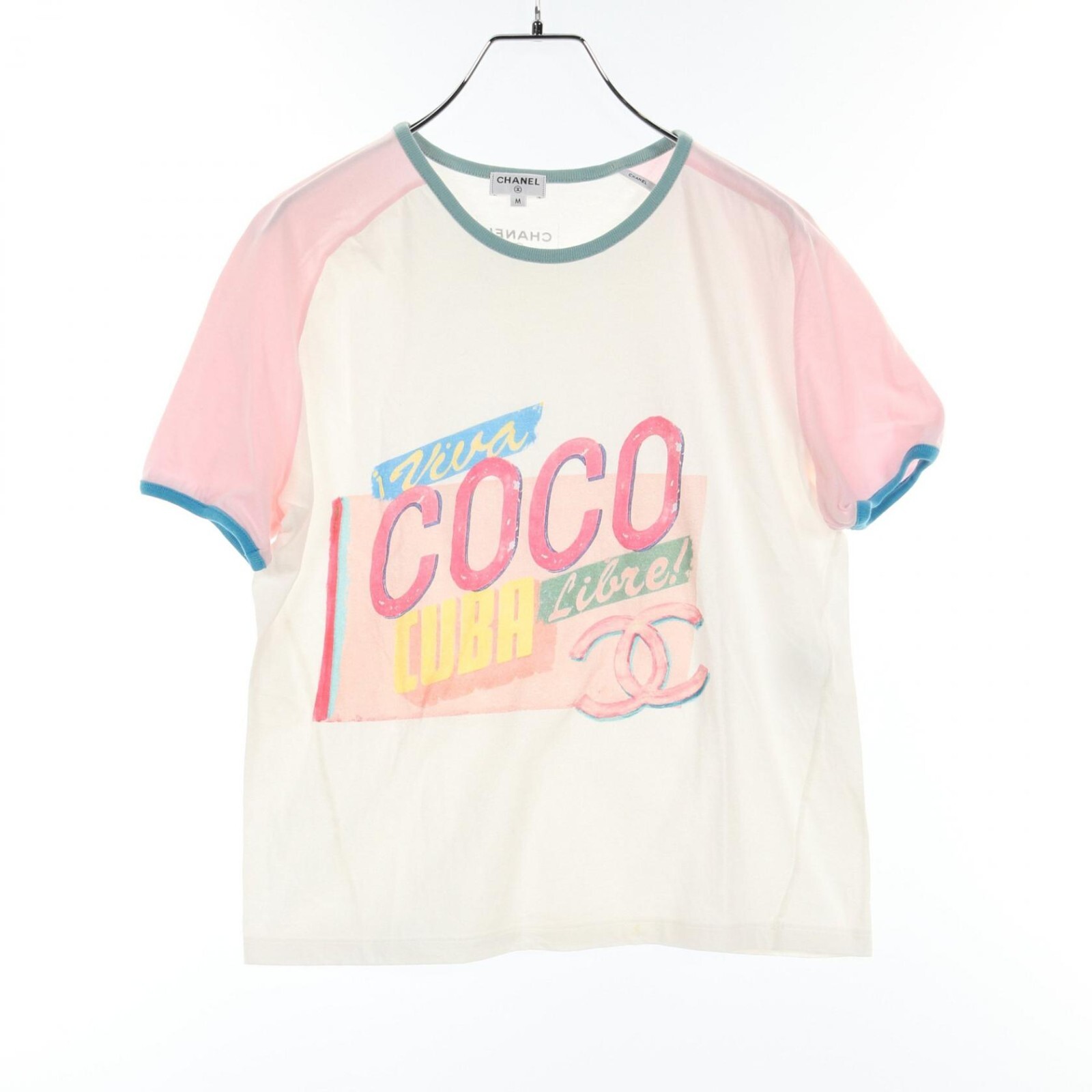 CHANEL Coco Mark T-Shirt Top 100% Cotton Multicolor Size M