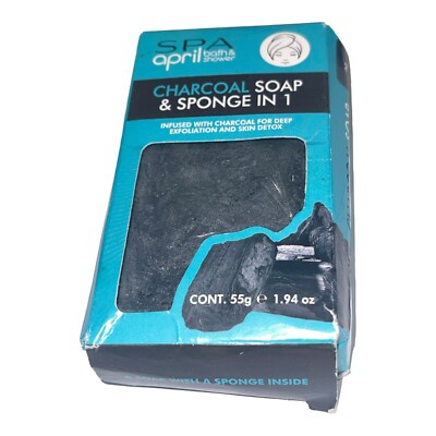 Deep Exfoliation Skin Detox Bath & Shower SPA Charcoal Soap & Sponge  Spa April