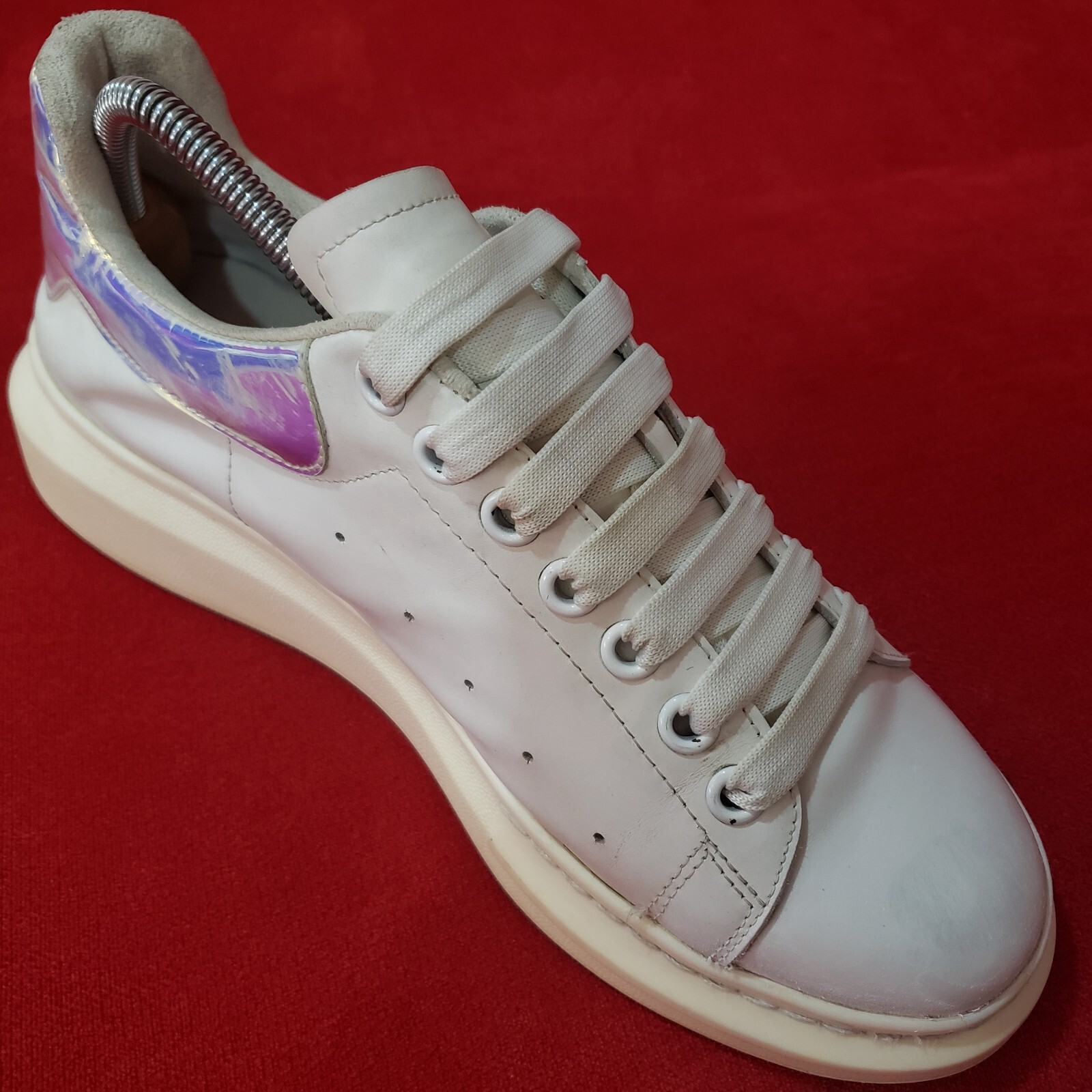 Alexander McQueen Lerry White Leather Shoes logo Trainers Sneakers US 10 EU 43