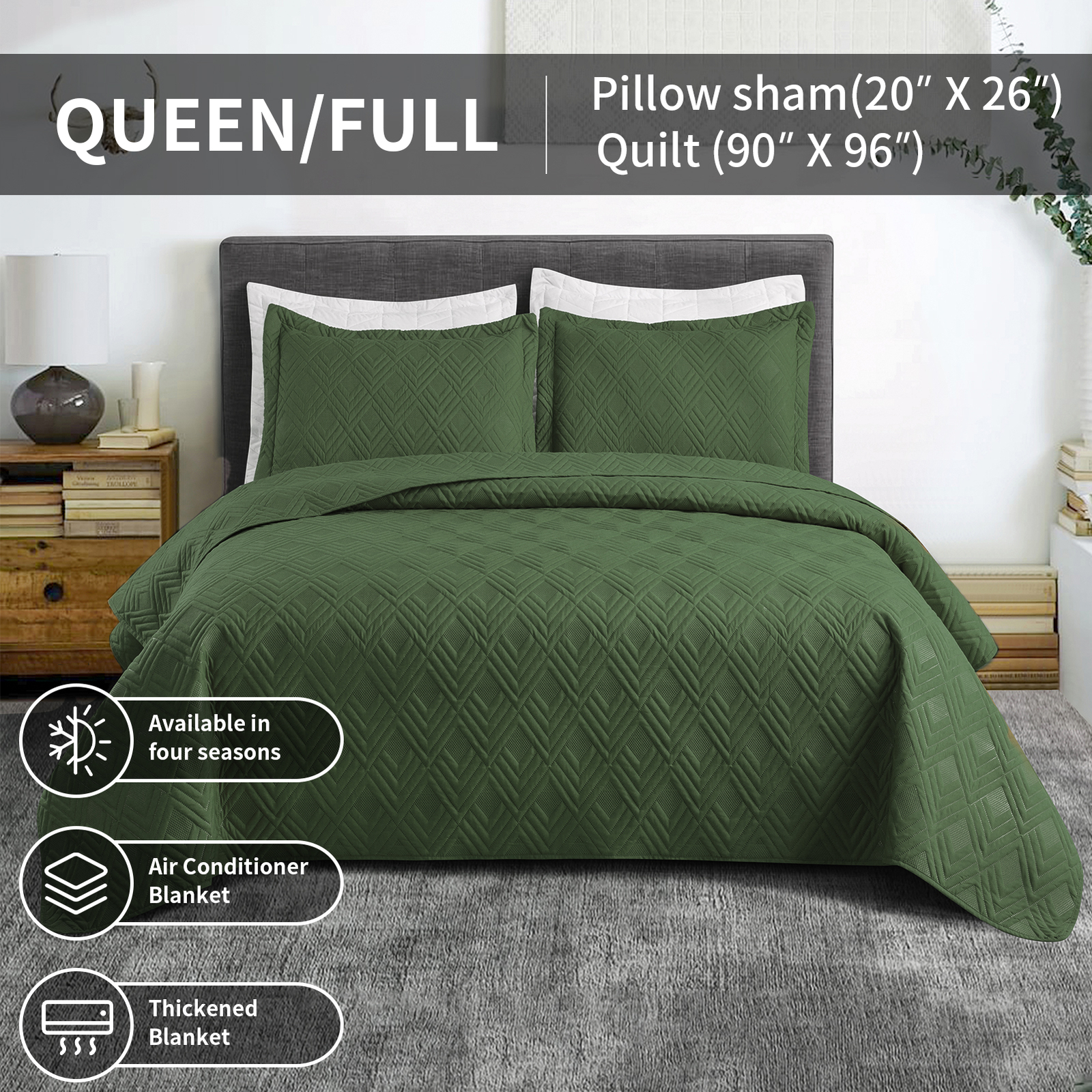 King Size Summer Quilt White Leaves L Pattern 3 Pieces Quilt Set