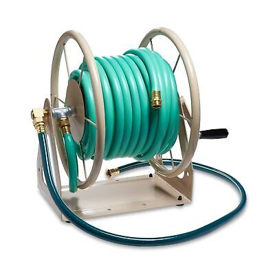 Liberty Garden 703-1 Multi-Purpose Steel Garden Wall/Floor Mount Hose Reel, Tan