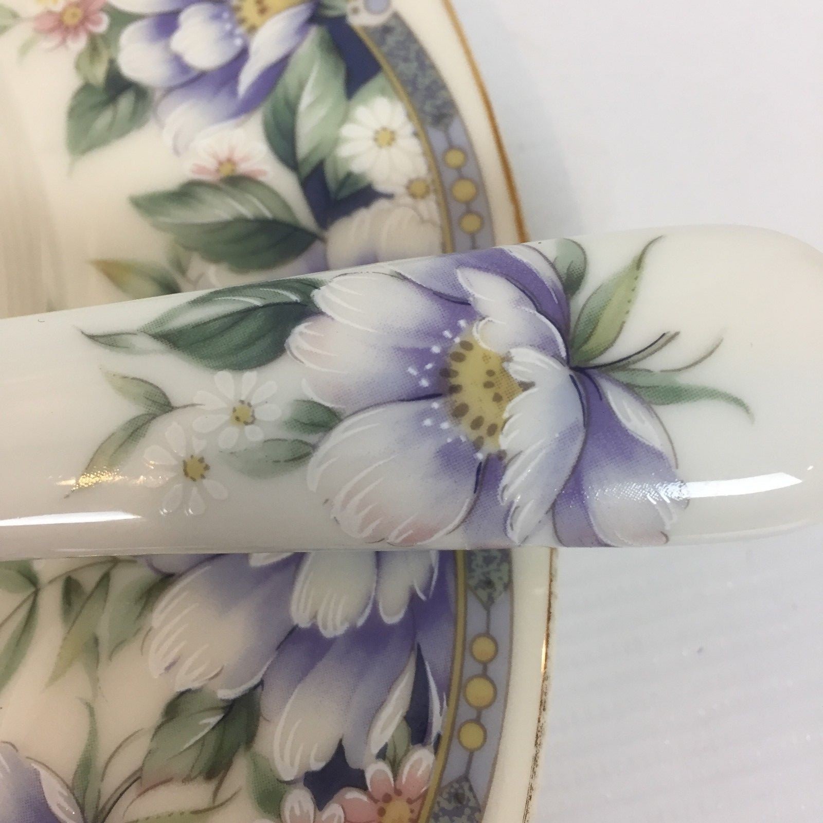 Andrea By Sadek Gold Edge Floral Cake Plate Server Set Japan