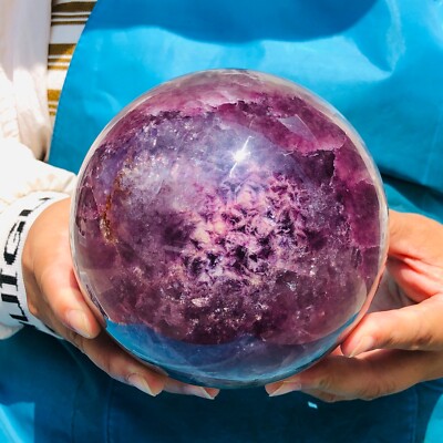 3440G Natural Beautiful Fluorite Energy Magic Ball Reiki Stone Healing