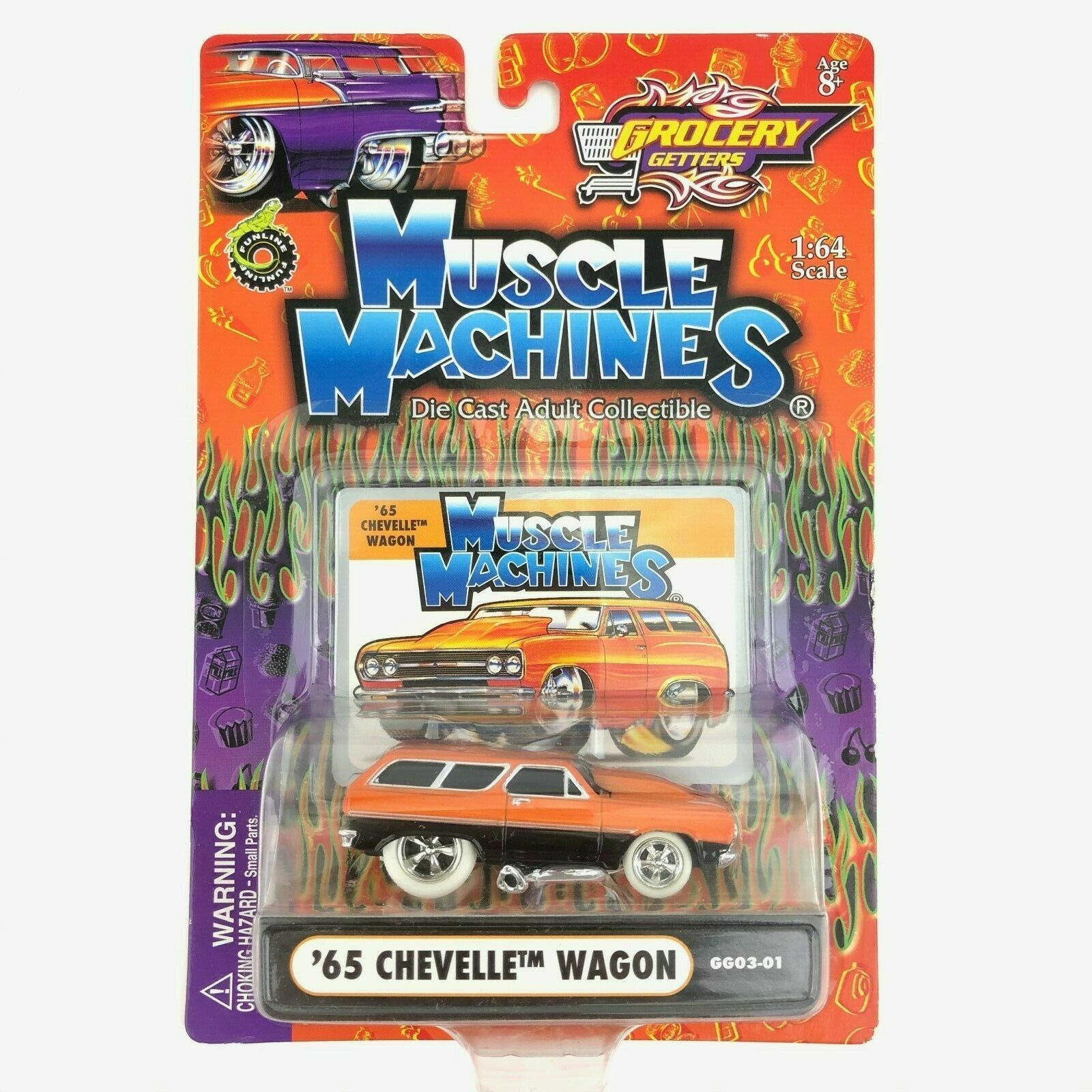3台セットMUSCLE MACHINES　 65CHEVELLE WAGON 1965 Chevrolet Chevelle Wagon Muscle Machines Yellow
