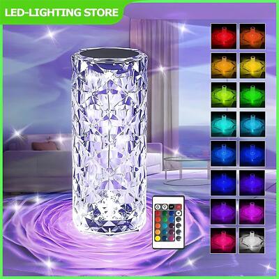 LED Crystal Table Lamp Diamond Rose Bar Night Light Touch Atmosphere Bedside