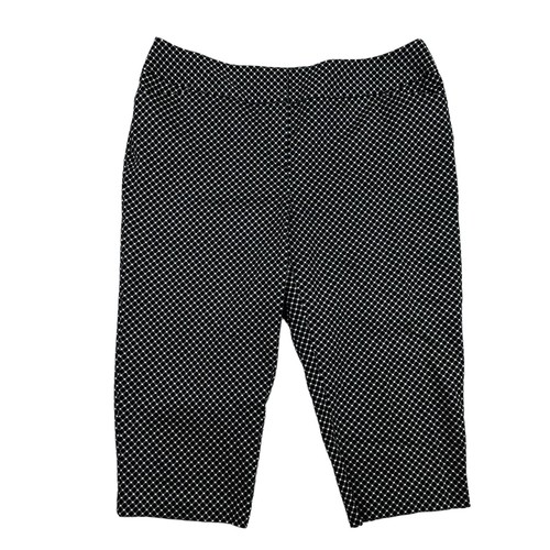 Worthington Modern Fit Cropped Capri Dress Pants Black White Geometric Sz 16W