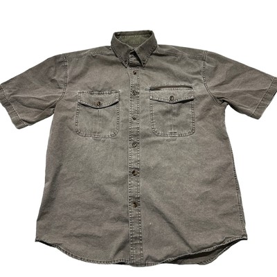 Gander Mountain Shirt Men Size M Brown Short Sleeve Button Up 100% Cotton