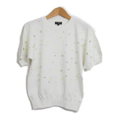 CHANEL Cut and Sew Shirt Top #34 P58902K07737 Baumwolle Weiß Gebraucht...
