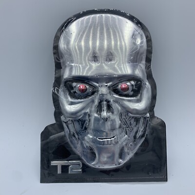 T2 Terminator 2 Stamped Tin Skull Face Plaque Loot Crate T2 7''x 5 Lootcrate