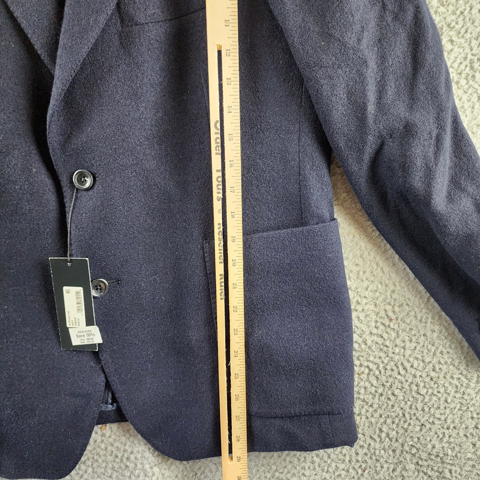 The Men's Store at Bloomingdale's Micro Bouclé Regular Fit Coat Men's 42R Navy - Picture 12 of 18