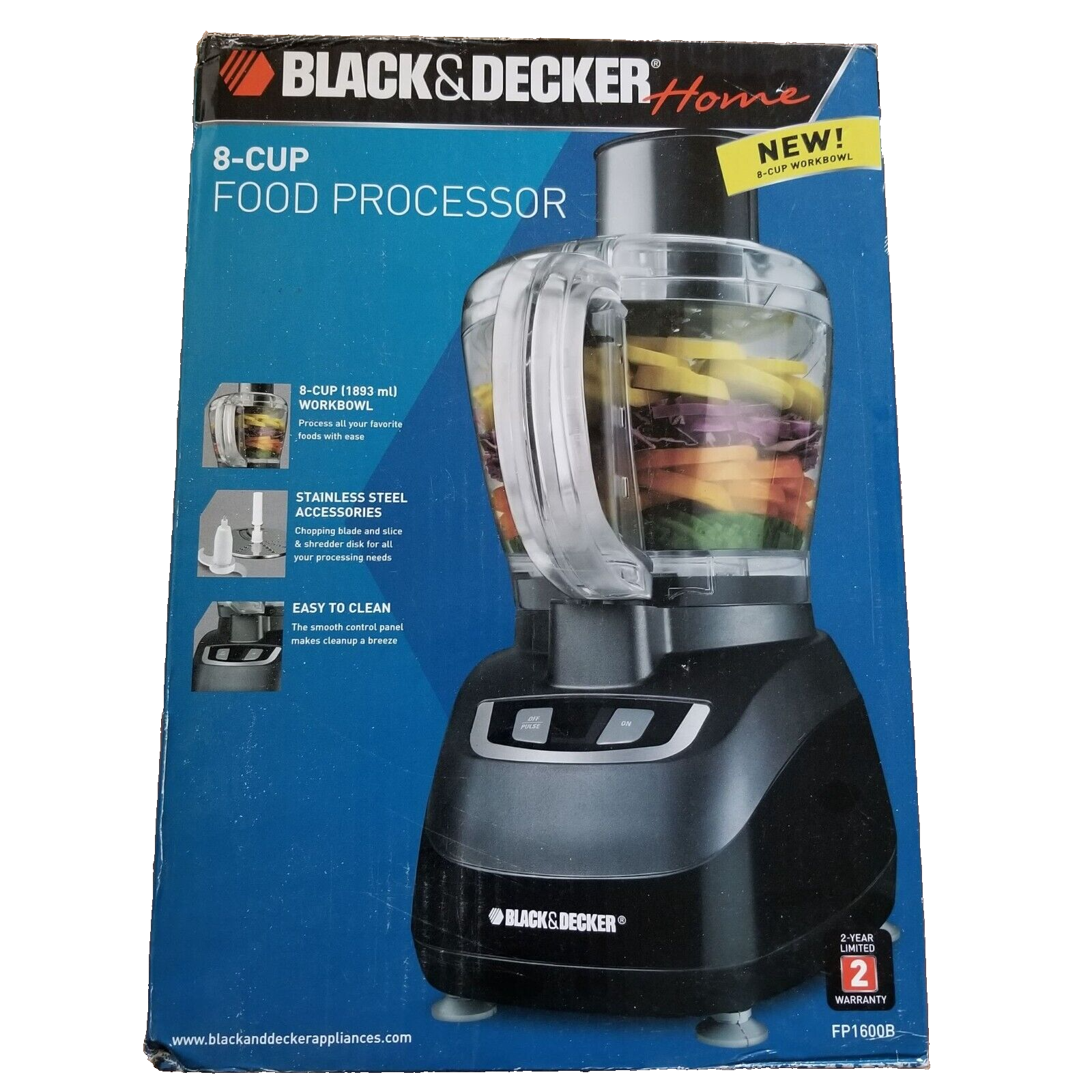  BLACK+DECKER 8-Cup Food Processor, Black, FP1600B