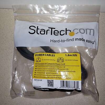 StarTech.com 6ft (1.8m) PXT101UK      UK Power Cable, 18AWG, BS 1363 to C13, 13A