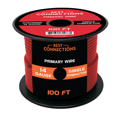 14 Gauge Car Audio Primary Wire (100ft Red)  Remote, Power/Ground Electrical