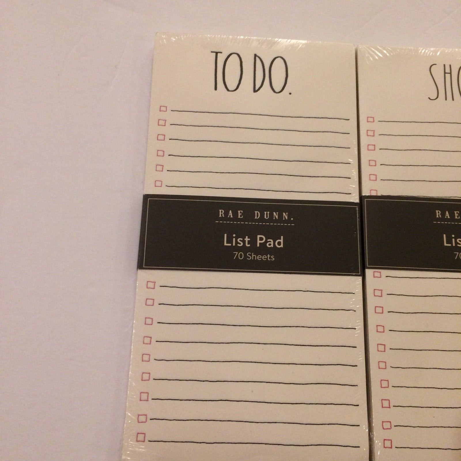 Rae Dunn Set of 2 List Pads Shop To Do 70 Sheets Lined with Check Boxes