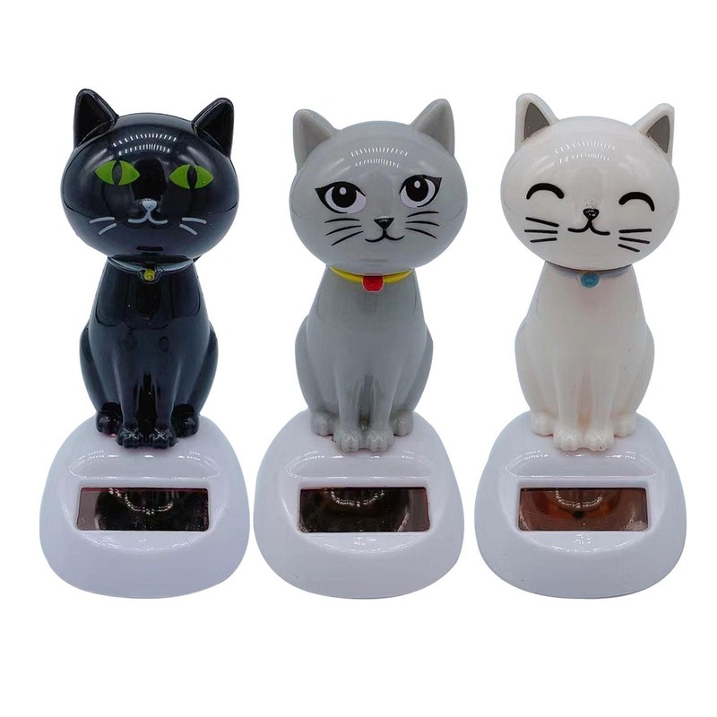 Solar Dancing Toy Cute Solar Powered Swinging Cat Dashboard Decoration