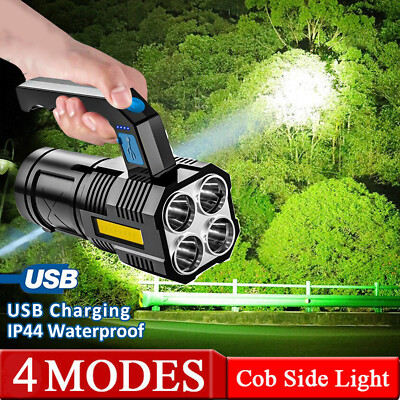LED Flashlight USB Handheld Torch Flashlight Lamp Portable Searchlight Spotlight