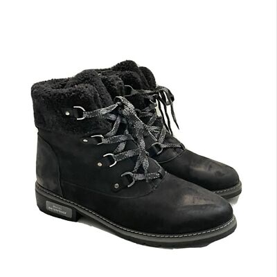 Blondo Boots Vanessa Leather Waterproof Sherpa Memory Foam Comfort Snow Black