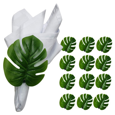 Maison Charlô | Set of 12 Green Leaf Monstera Napkin Rings