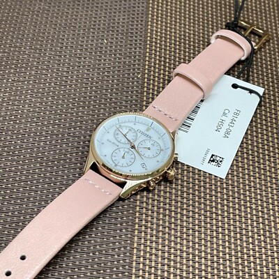 Pre-owned Citizen Eco Drive Fb1443-08a Chandler Chrono Blush Leather Ladies' Watch