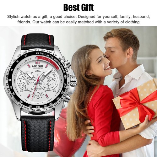 MEGIR Waterproof Men's Stainless Steel Analog Sports Quartz Military Wrist Watch