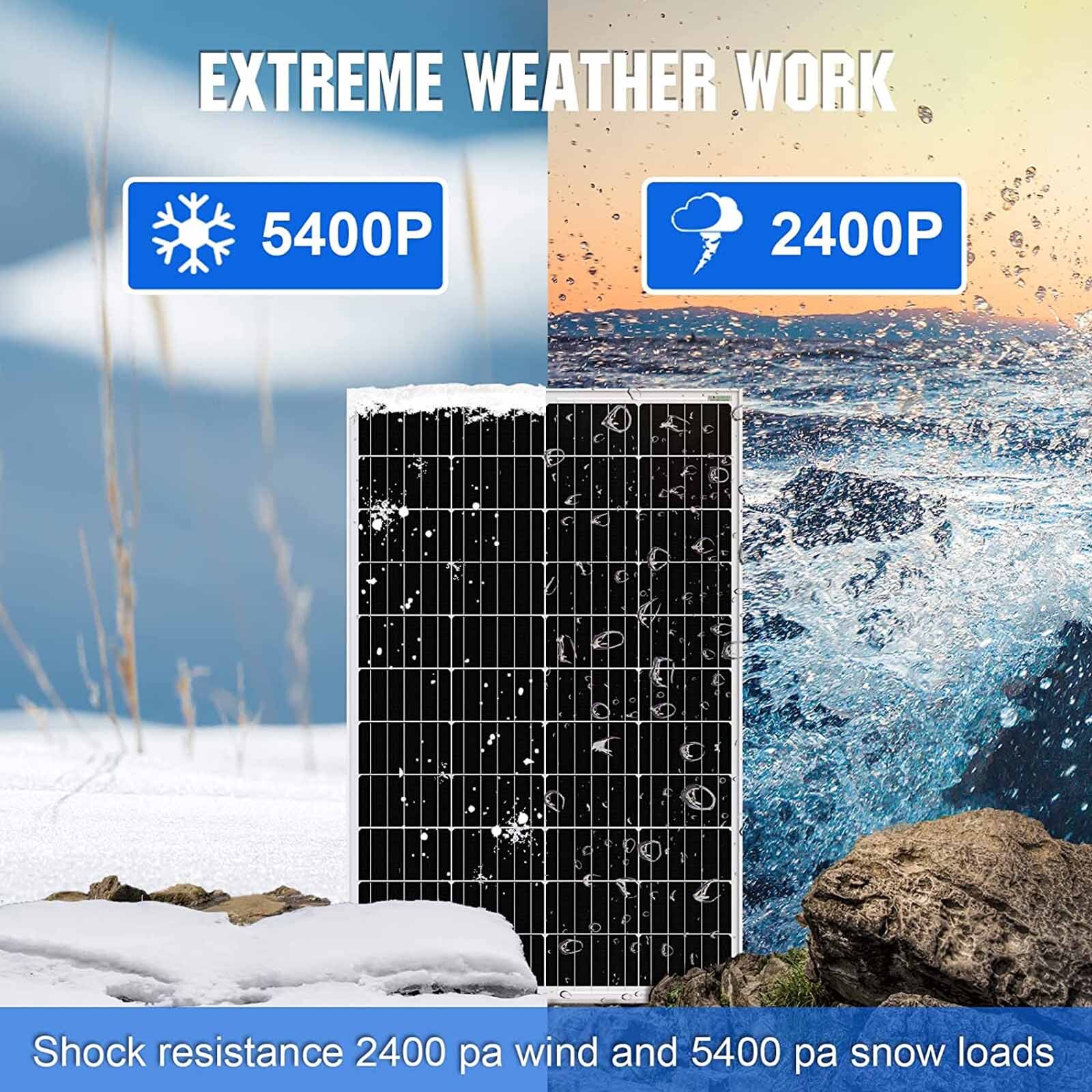 100W Solar Panel PV Watt 12V Monocrystalline Battery Charger For Home RV Boat US