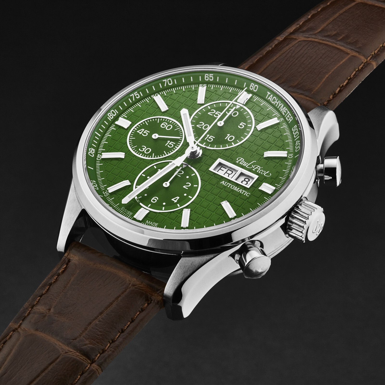 Pre-owned Paul Picot Men's 'gentleman Blazer' Chronograph Green Dial P4309.sg.1021.6614