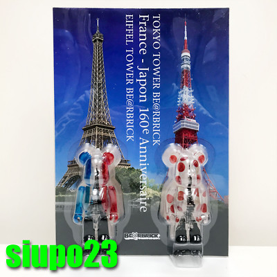 Medicom 100% Bearbrick ~ Tokyo Tower & Eiffel Tower Be@rbrick France - Japan 160