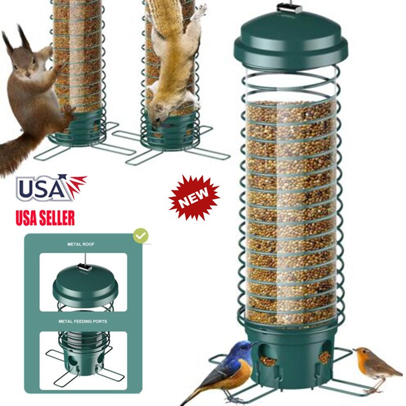 Squirrel-Proof Wild Bird Feeder - Portable Metal Bird Feeder for