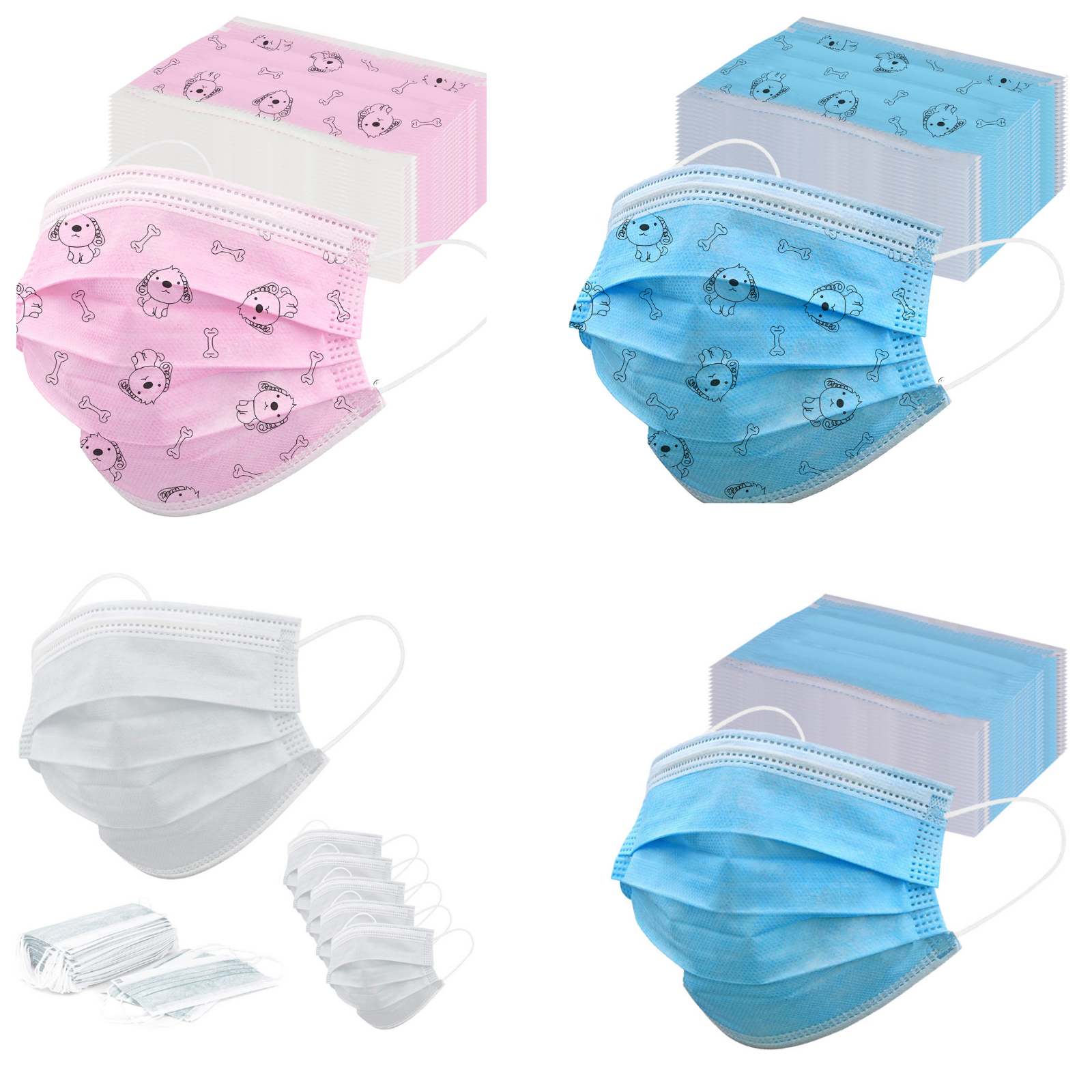 50 PCS Kids Face Mask Disposable 3-Ply Ear-loop Mouth Cover 3 Layer Filter Mask